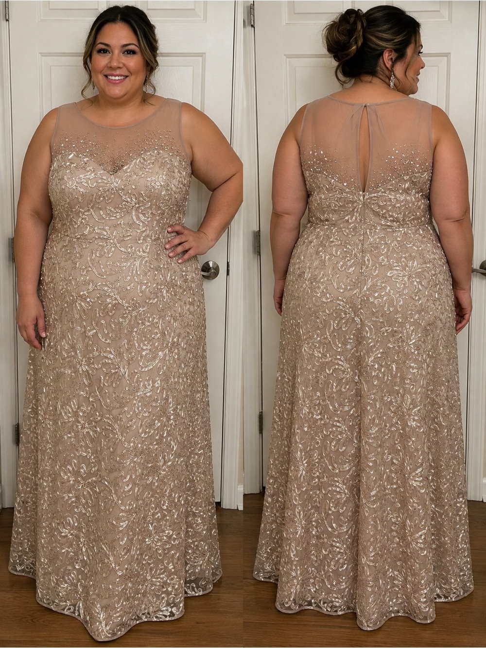 Elegant Plus-Size Evening Gown Champagne